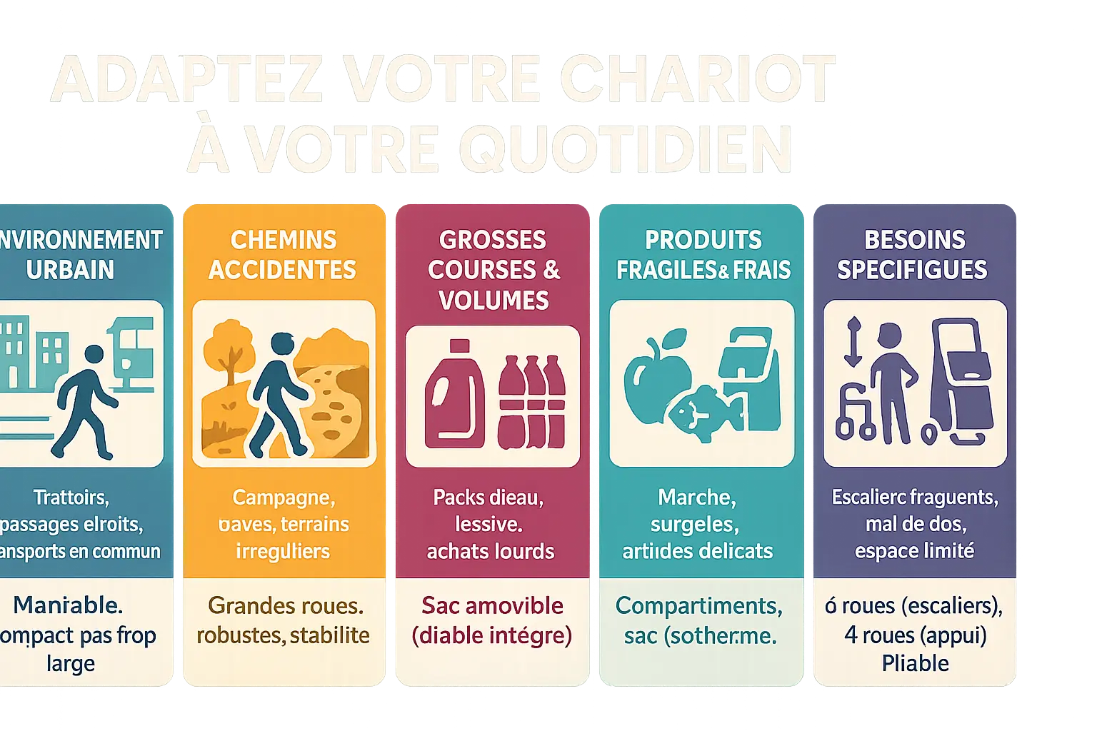 Illustration d’un chariot de course adapté aux besoins quotidiens