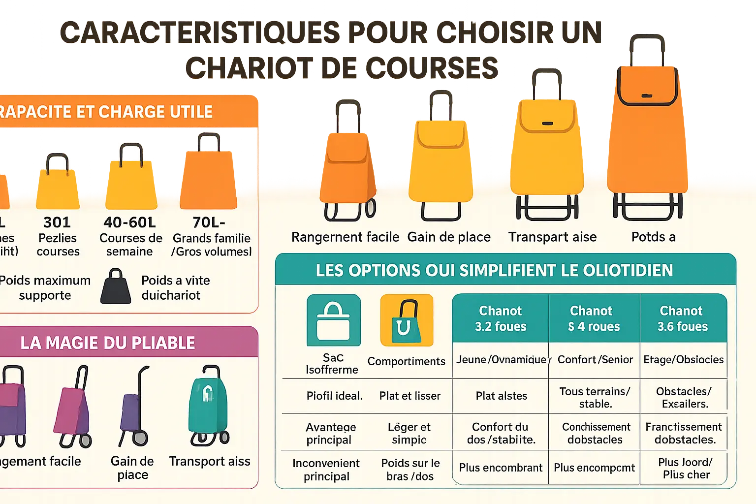 Comparatif des chariots de courses pliables